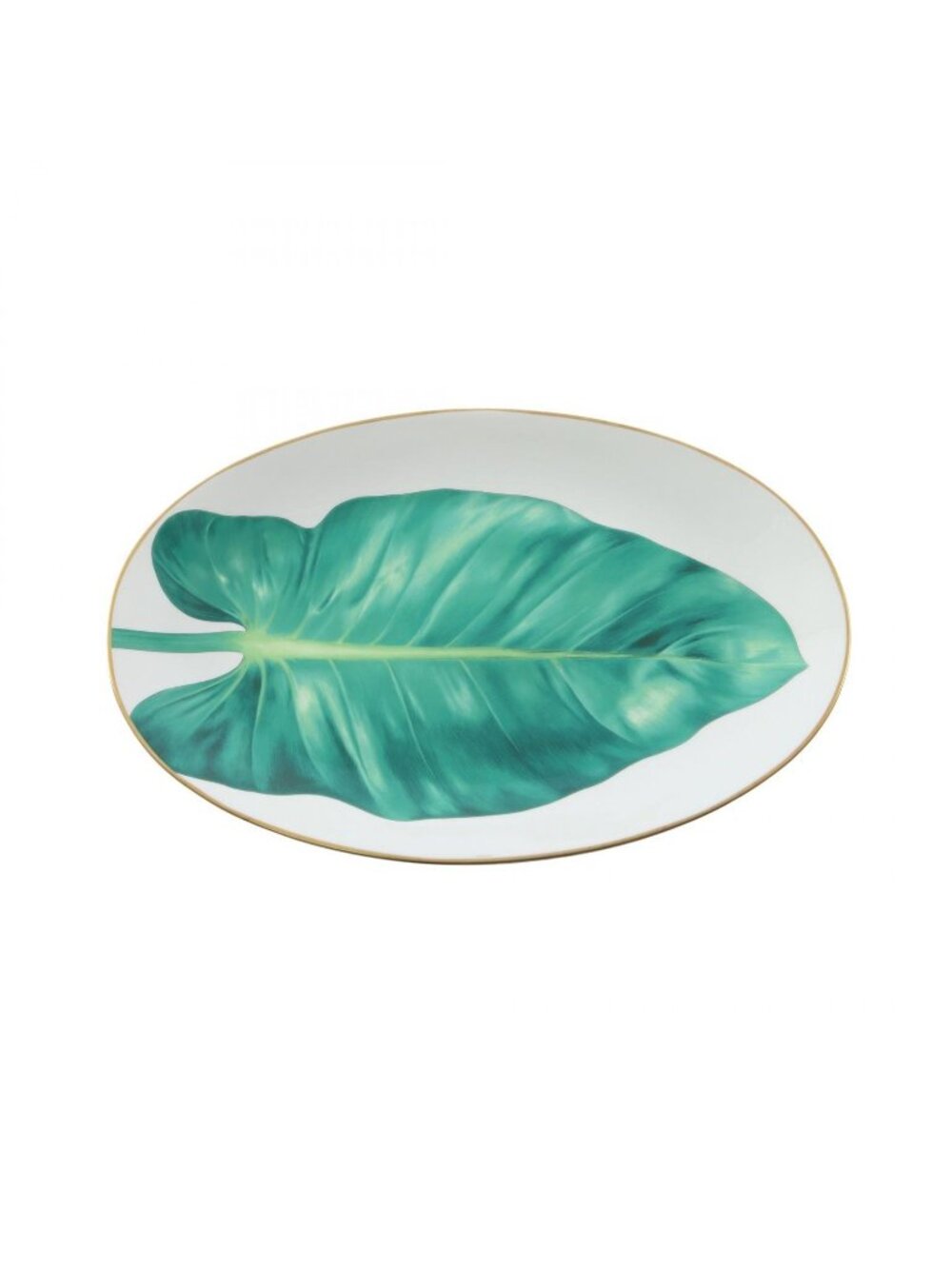 Hermes Tableware Oval Platter Passifolia GM Leaf